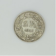 2 franci 1940. Elvetia. argint 835 AU 2 franci 1940. Elvetia. argint 835 AU